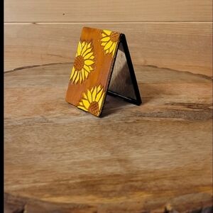Hand Tooled leather Mirror Travel size